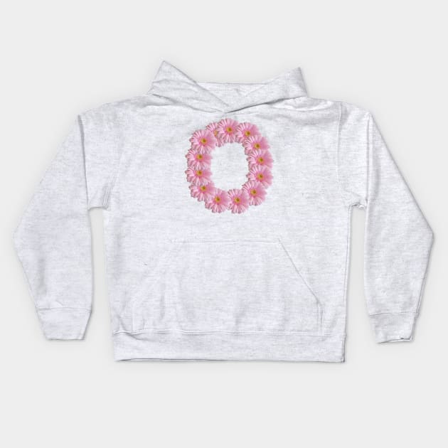 Letter o Pink Gerbera Daisy Kids Hoodie by ellenhenryart